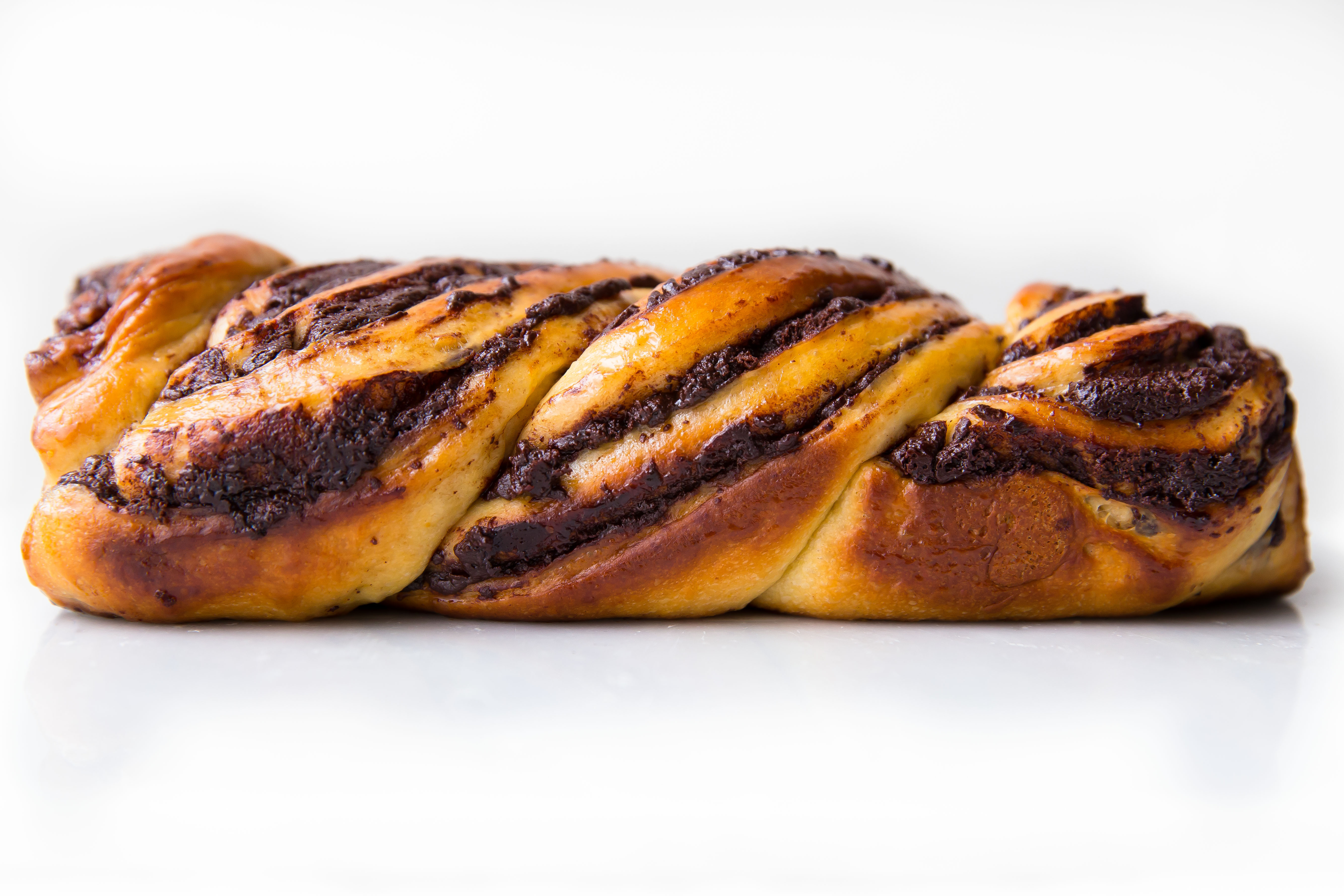  chocolate babka loaf on countertop
