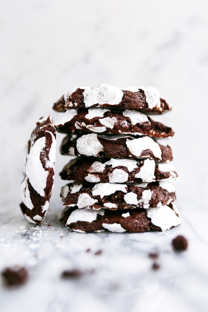 Chocolate Crinkle Cookies in a stack | Broma Bakery