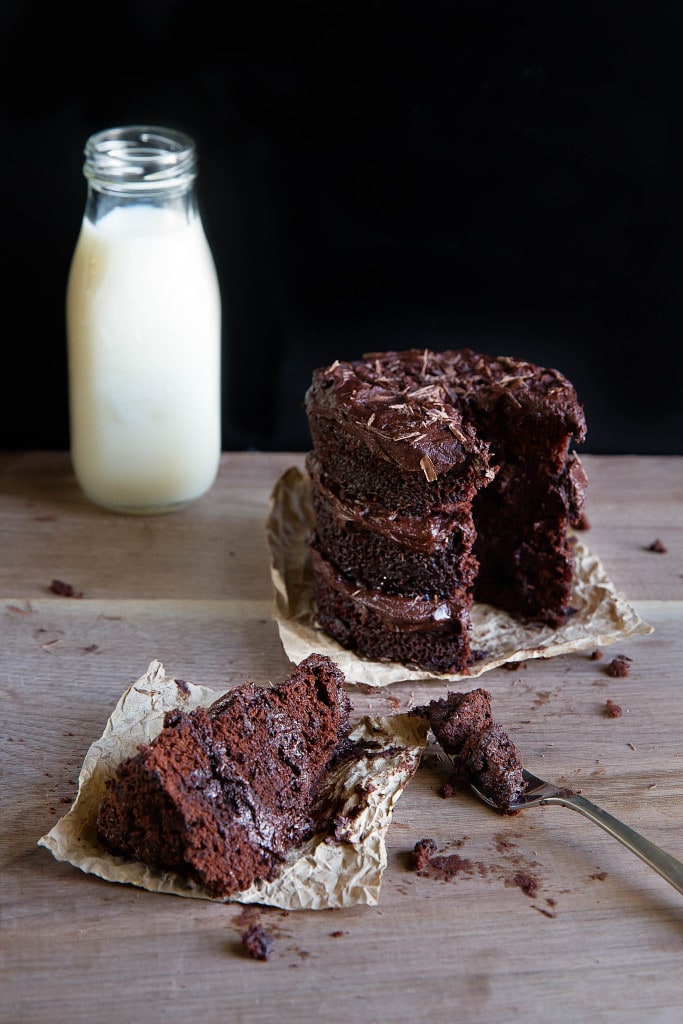 Chocolate Cake for Two sliced