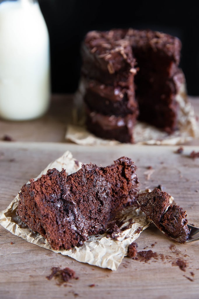 Chocolate Cake for Two slice on paper