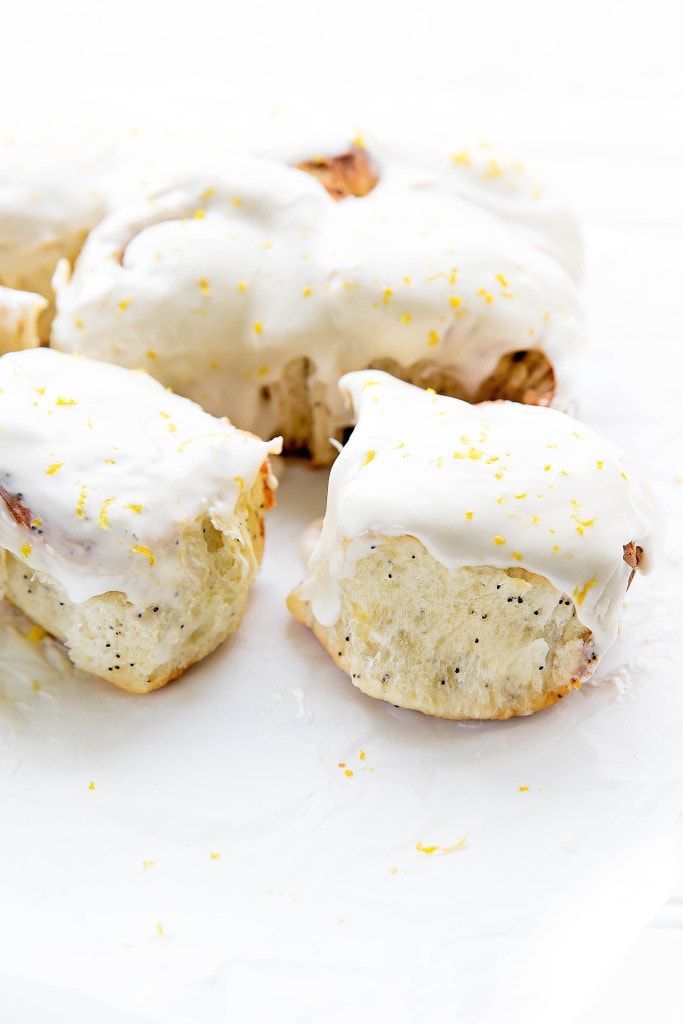 Sticky-sweet Lemon Poppyseed Sticky Buns with a lemon cream cheese frosting