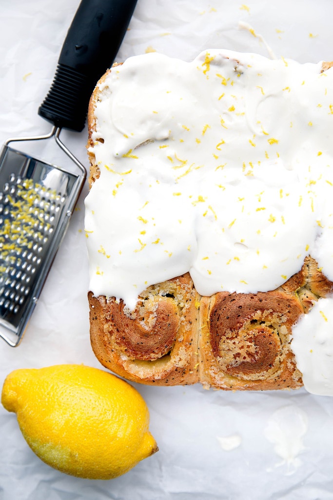 Sticky-sweet Lemon Poppyseed Sticky Buns with a lemon cream cheese frosting