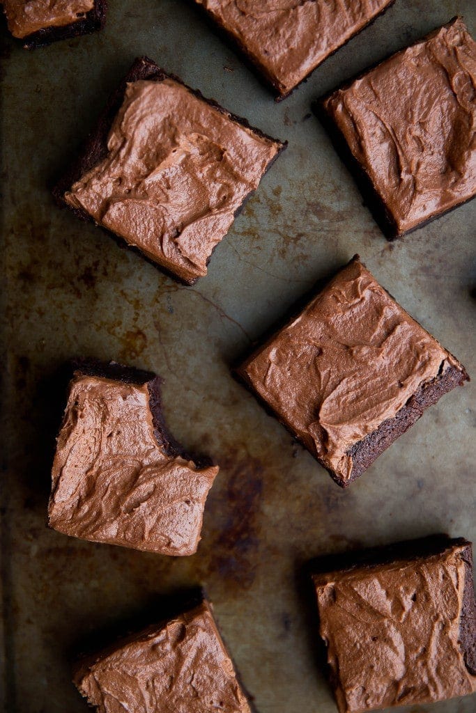 bourbon brownies on a baking tray