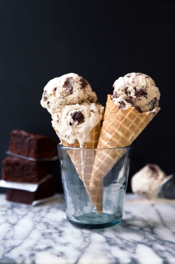 Brown Butter Brownie Ice Cream: nutty brown butter ice cream swirled with fudgy brownie pieces. One bite and you're in ice cream heaven.