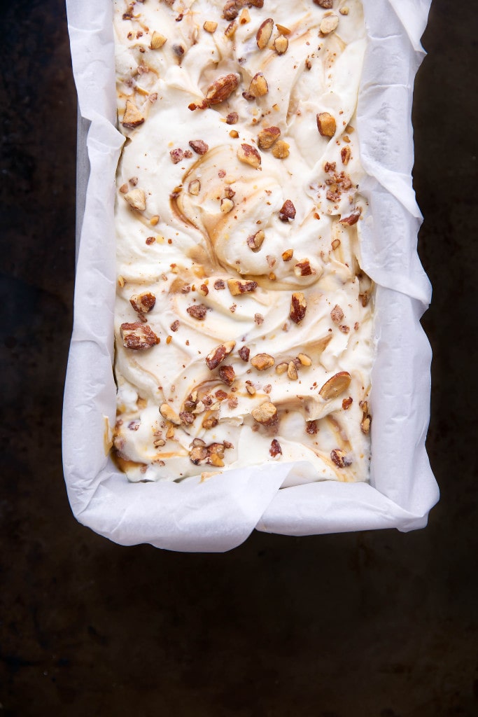 mascarpone ice cream in a loaf pan