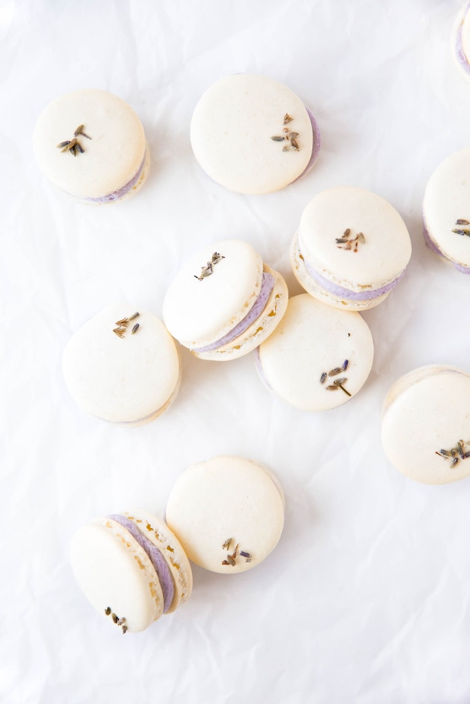 Lavender Coconut Macarons: summery coconut macarons filled with a fragrant lavender buttercream