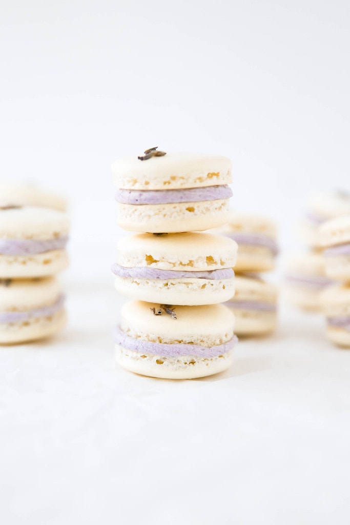 Lavender Coconut Macarons: summery coconut macarons filled with a fragrant lavender buttercream