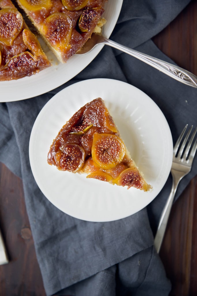 Caramelized Fig Upside Down Cake: sticky caramelized figs baked into a luscious orange-scented cake