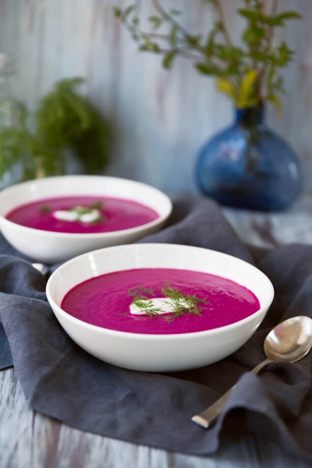 A cold beet & cucumber borscht that is light yet hearty--perfect for an early fall evening or lunch!