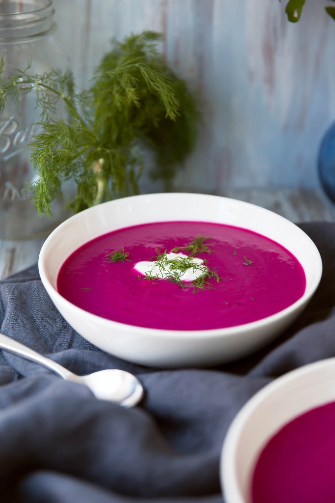 A cold beet & cucumber borscht that is light yet hearty--perfect for an early fall evening or lunch!