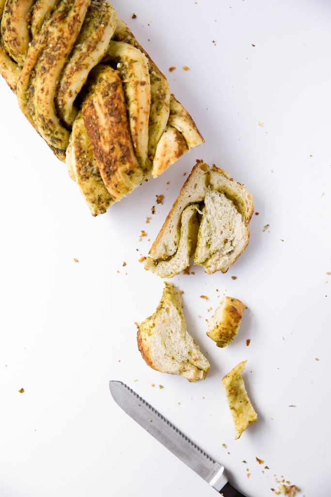 sliced loaf of Parmesan Pesto Bread