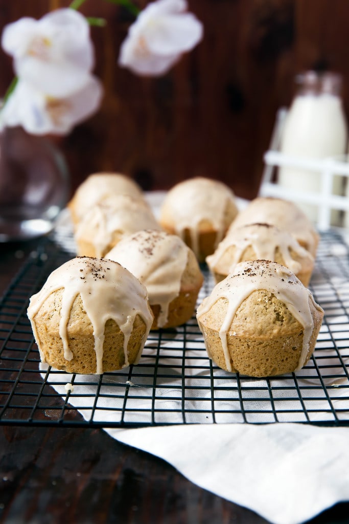 dirty chai muffins on a wire rack