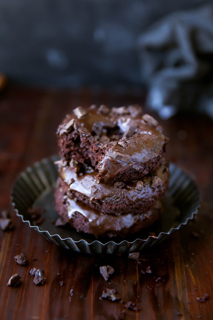 Chocolate Mexican Donuts stacked on plate