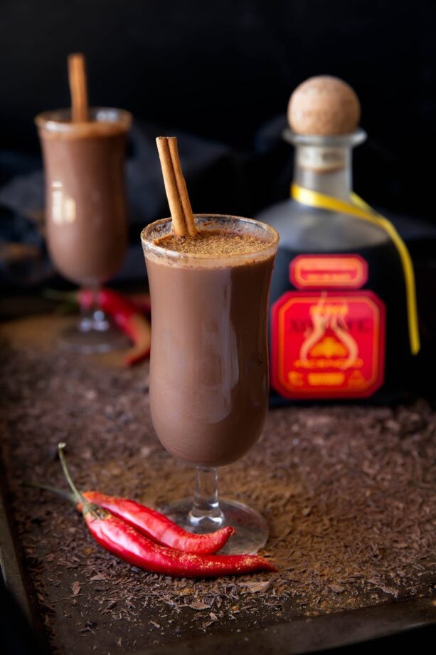 Hot Chocolate del Diablo: a decadent boozy hot cocoa made with chocolate chile tequila for a kick of spice!