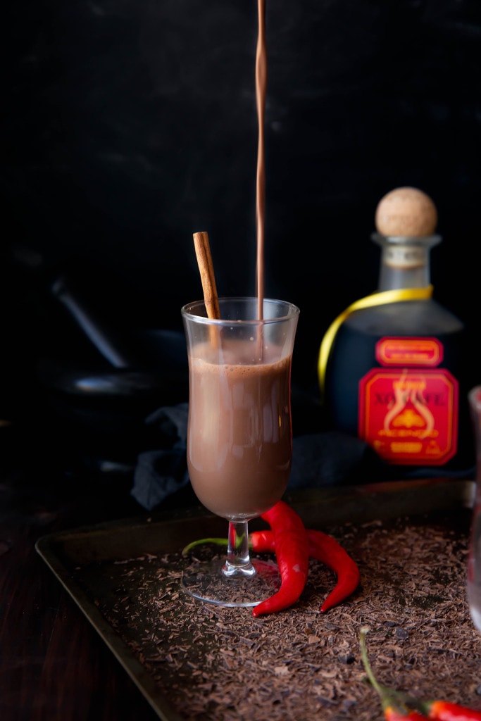Hot Chocolate del Diablo: a decadent boozy hot cocoa made with chocolate chile tequila for a kick of spice!