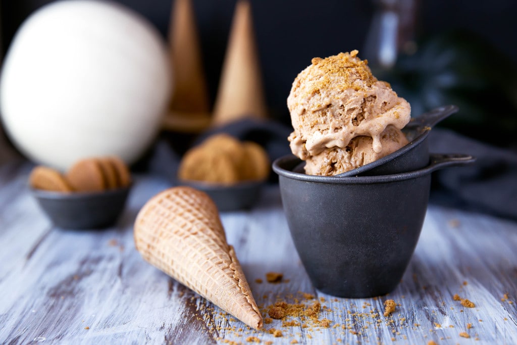 A creamy pumpkin ice cream swirled with gingersnap cookies makes for a perfect fall dessert