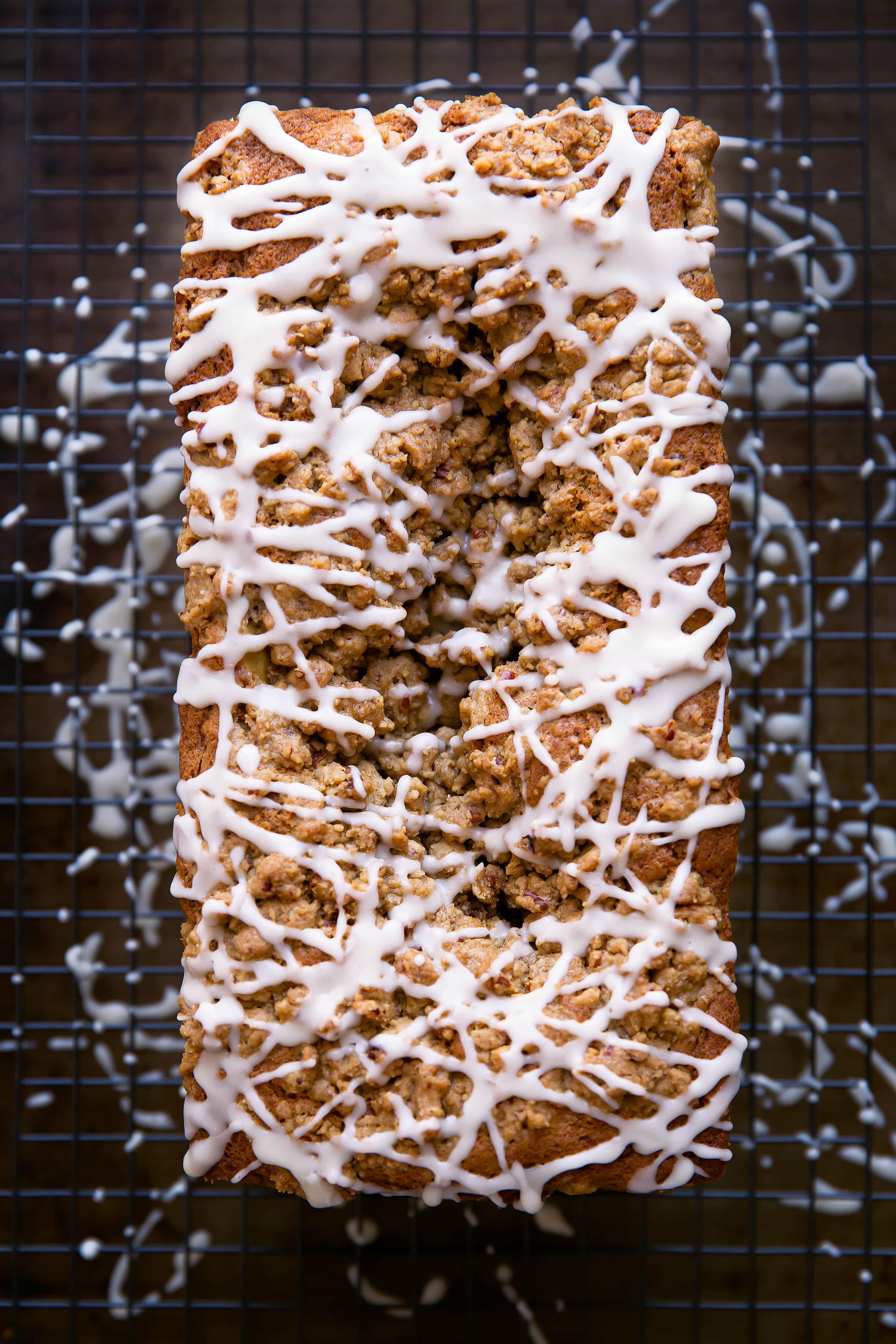 Sour Cream Apple Coffee Cake with glaze