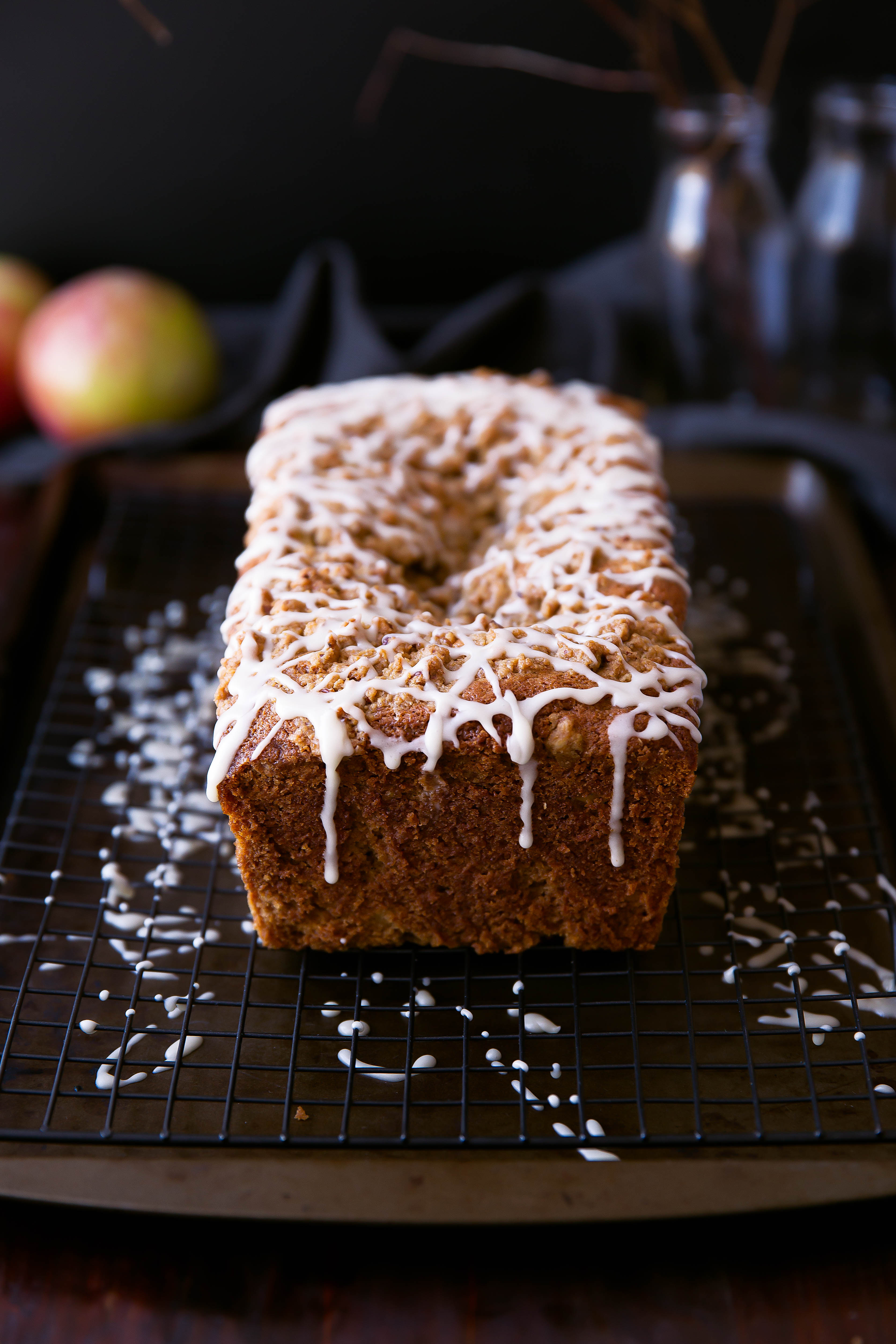 Sour Cream Apple Coffee Cake on cooling rack