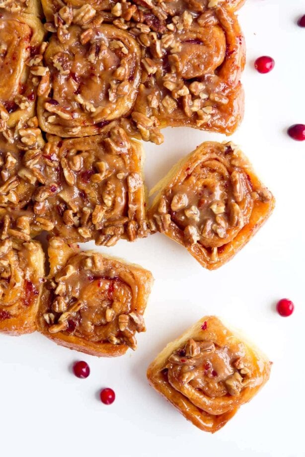 Triple Glazed Cranberry Pecan Sticky Buns: your Thanksgiving morning will never be the same!