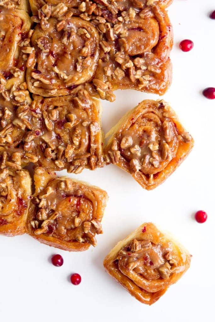 Triple Glazed Cranberry Pecan Sticky Buns: your Thanksgiving morning will never be the same!