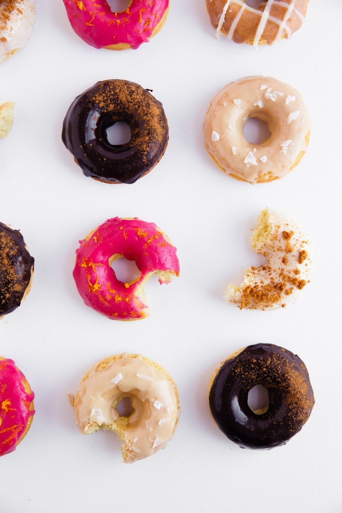It's a Donut Party! Moist buttermilk donuts are glazed in five different quintessential fall flavors.