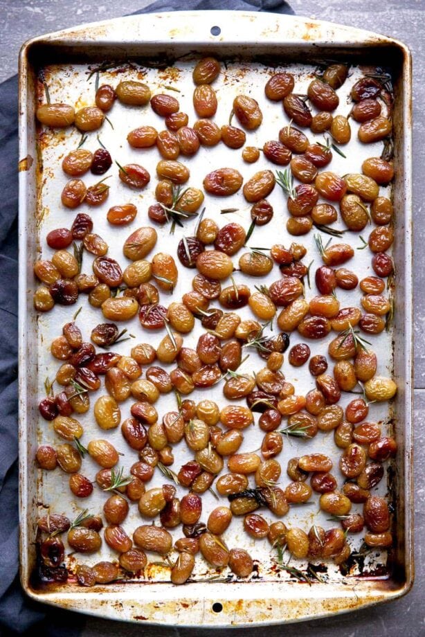 Rosemary Roasted Grapes: a sweet and savory alternative to cranberry sauce this holiday season!