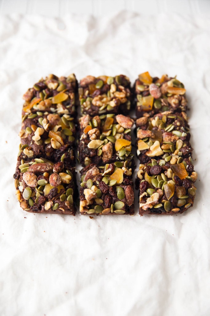 A fudgy brownie topped with Lush Nuts trail mix! 