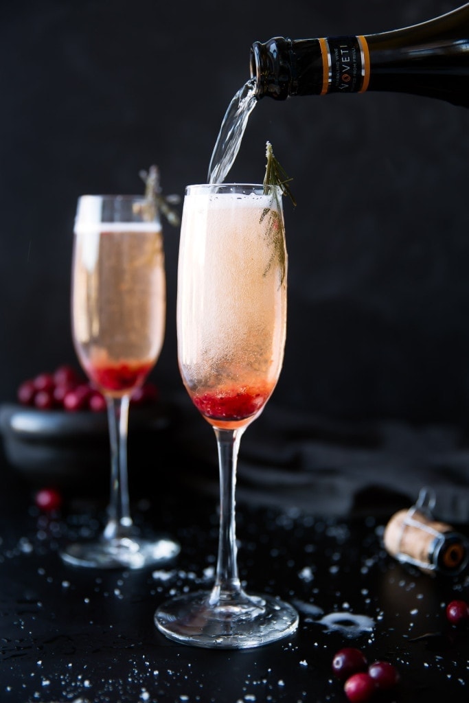 pouring a Cranberry Orange Prosecco Cocktail