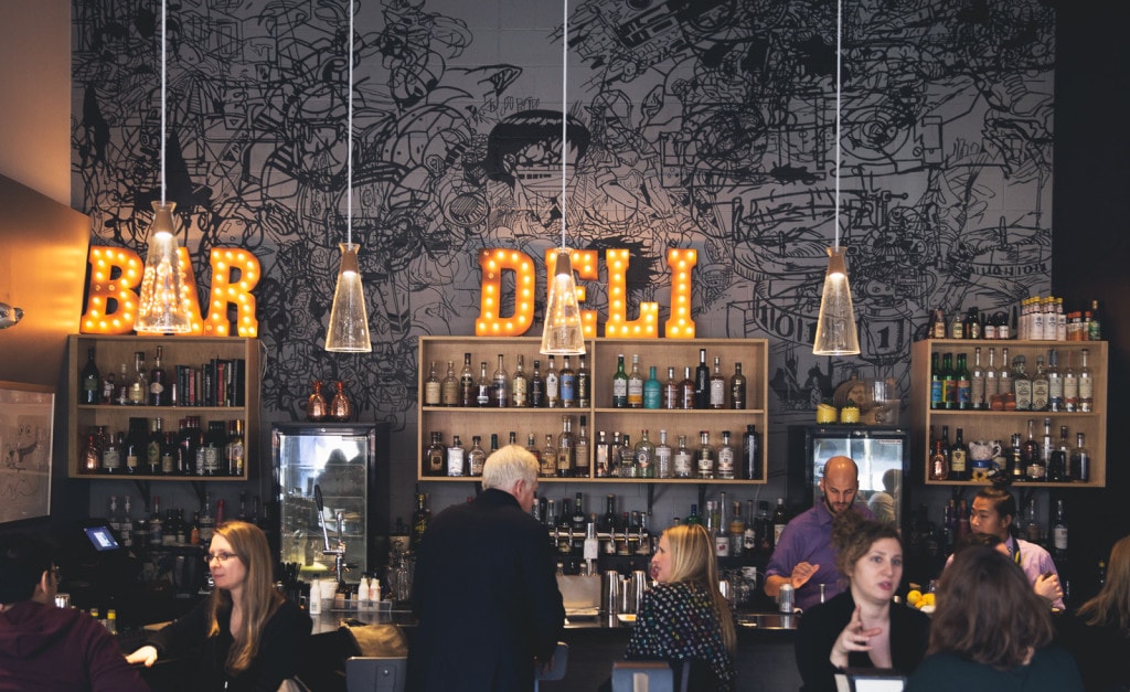 The bar at Ames Street Deli, Cambridge