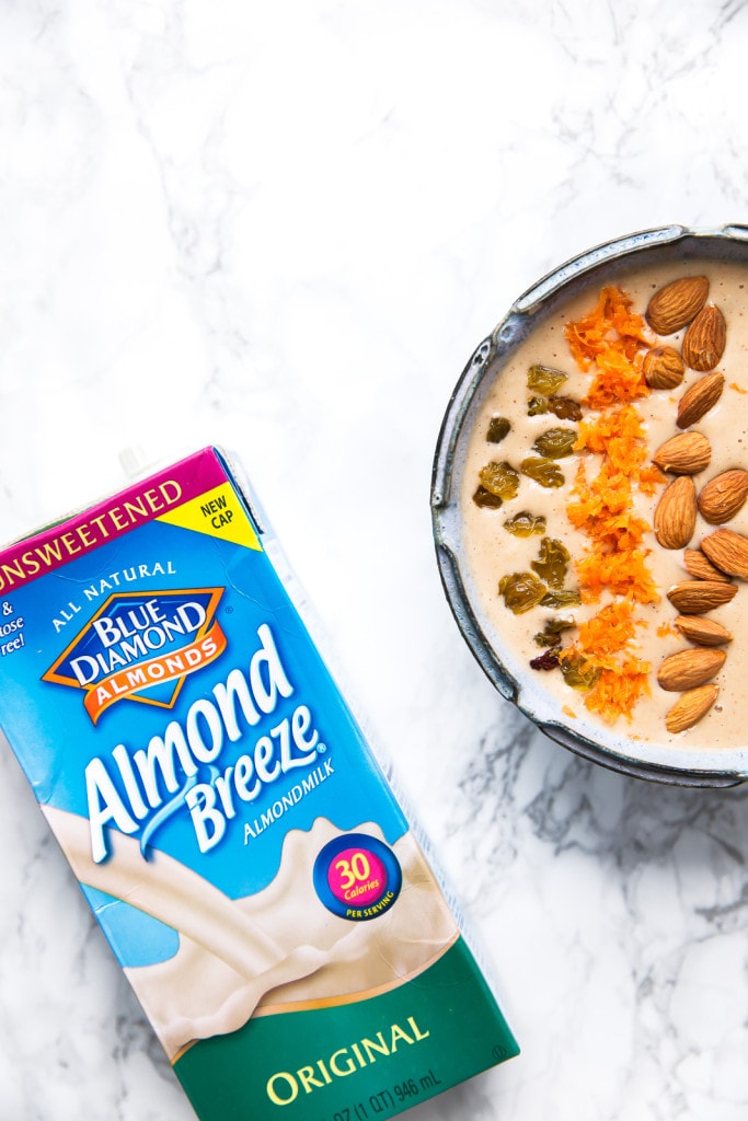 A Carrot Cake Smoothie Bowl that tastes just like a slice of carrot cake! I can finally have my cake and eat it too...