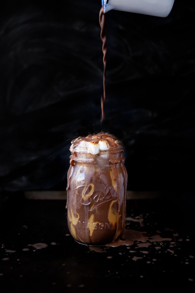 vegan Hot Chocolate in a mason jar