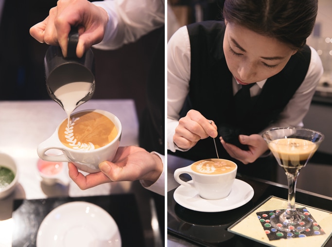 Award-winning latte artist Haruna Murayama at Ogawa Coffee, Boston