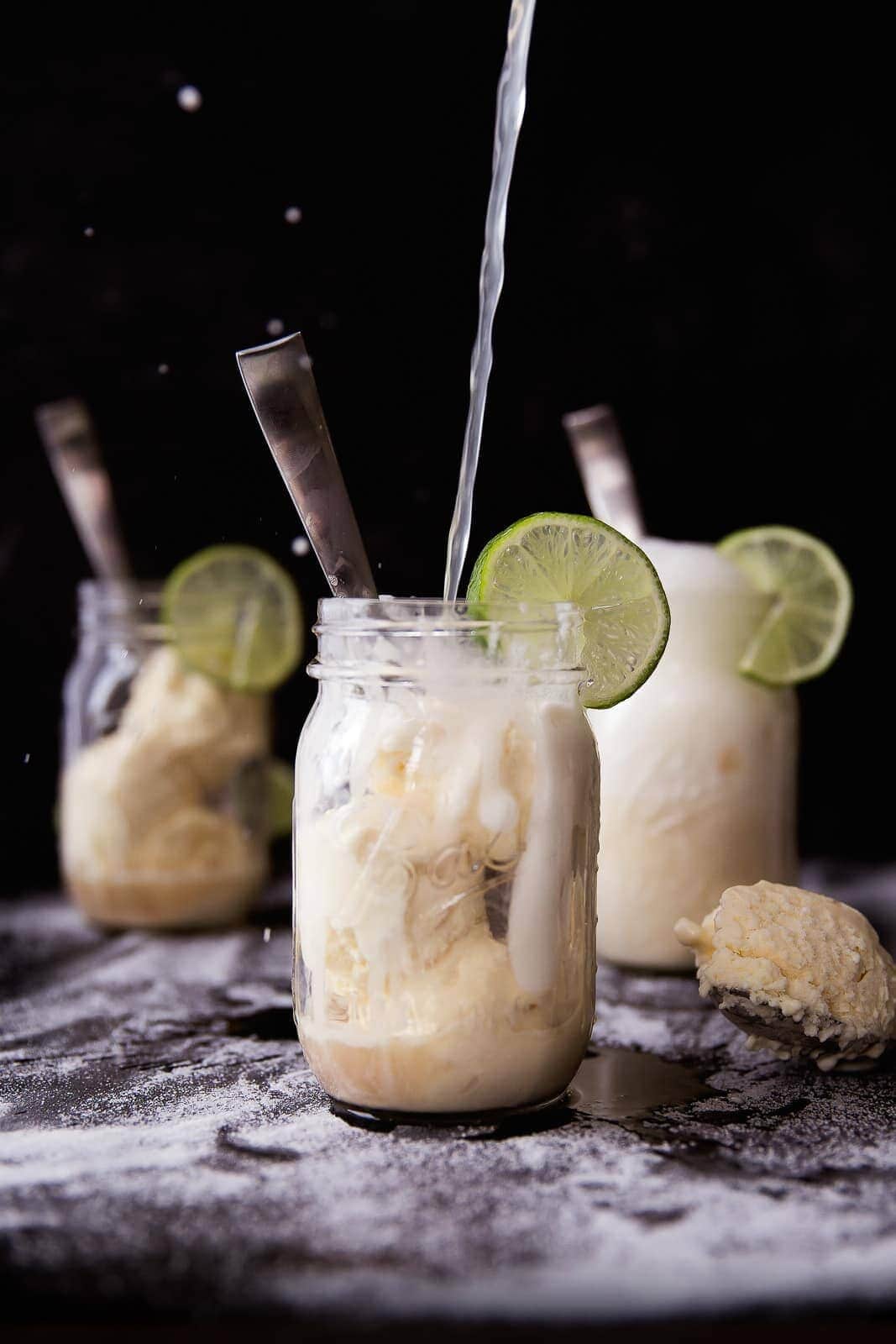 Ginger beer floats made spiked with spice rum make for perfect game day drinks!