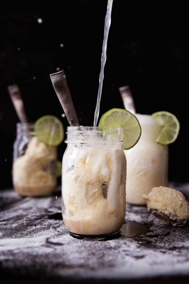 Ginger beer floats made spiked with spice rum make for perfect game day drinks!