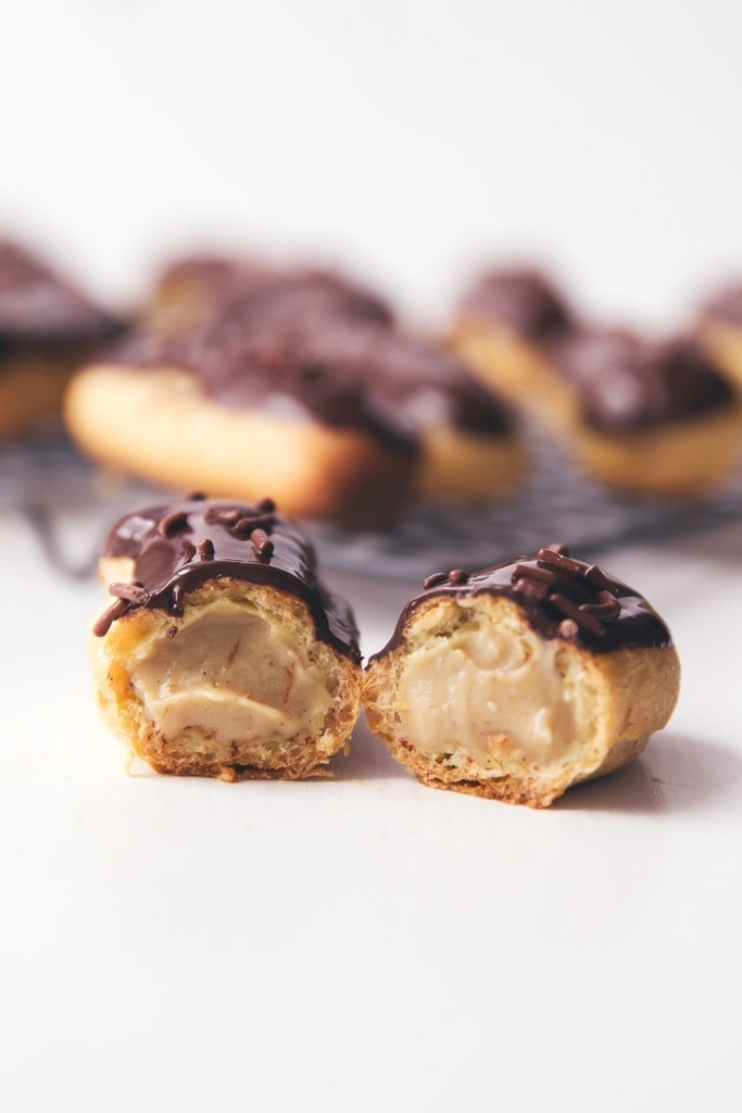 Caramelized Banana Cream Pie Eclairs are a total crowd-pleaser for breakfast, brunch, and dinner (I mean dessert. Dinner. Both.)