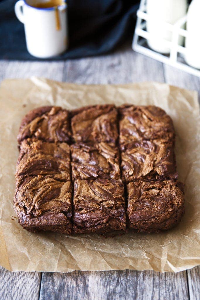 sliced Fudgy Peanut Butter Brownies 