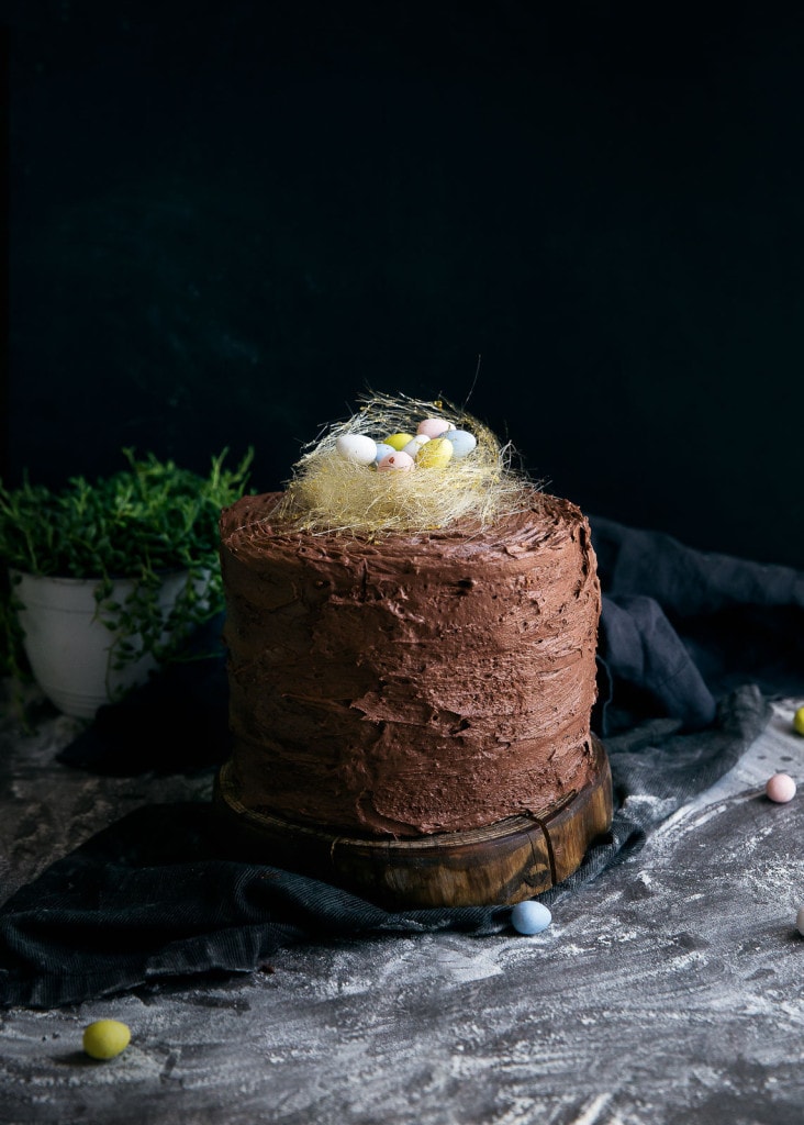 Easter Egg Cake with Spun Sugar Nest