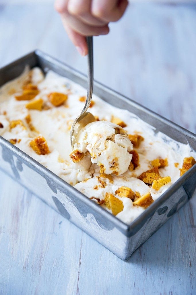 scooping Maple Honeycomb Ice Cream 