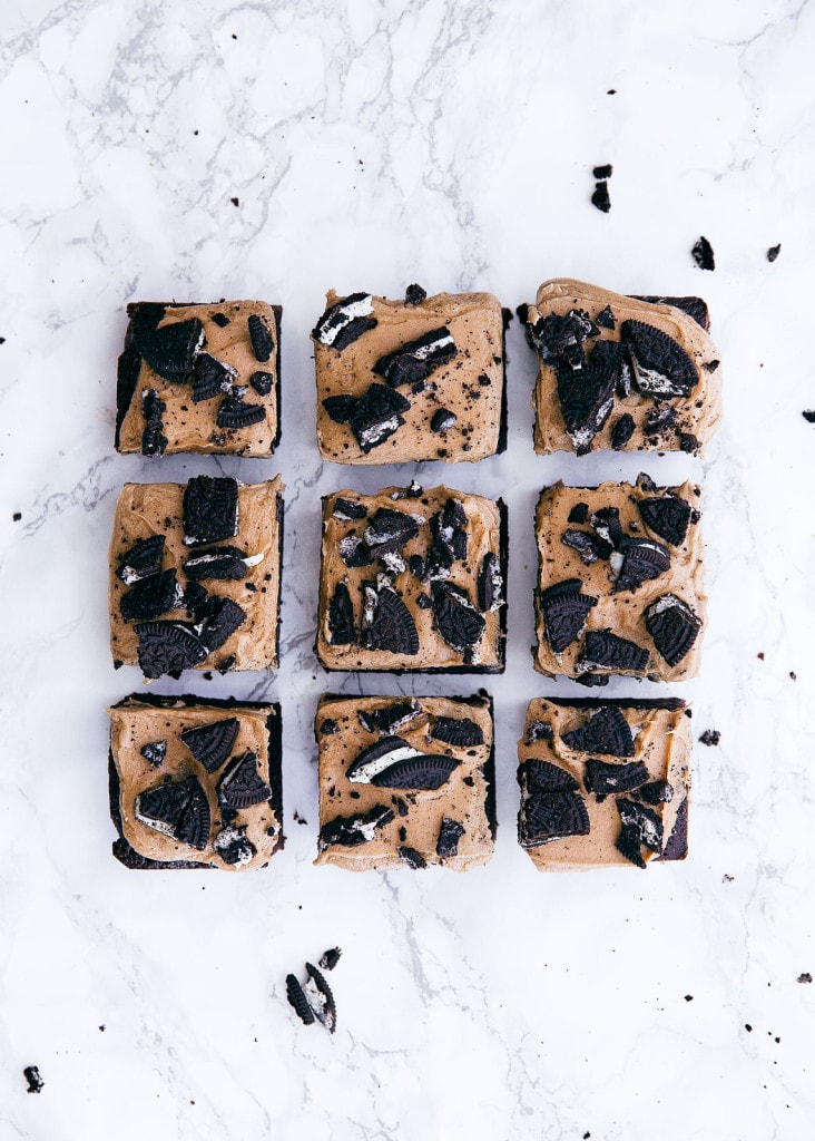 mocha brownies on a countertop