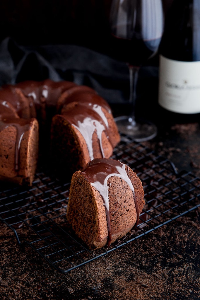 Red wine chocolate cake slice