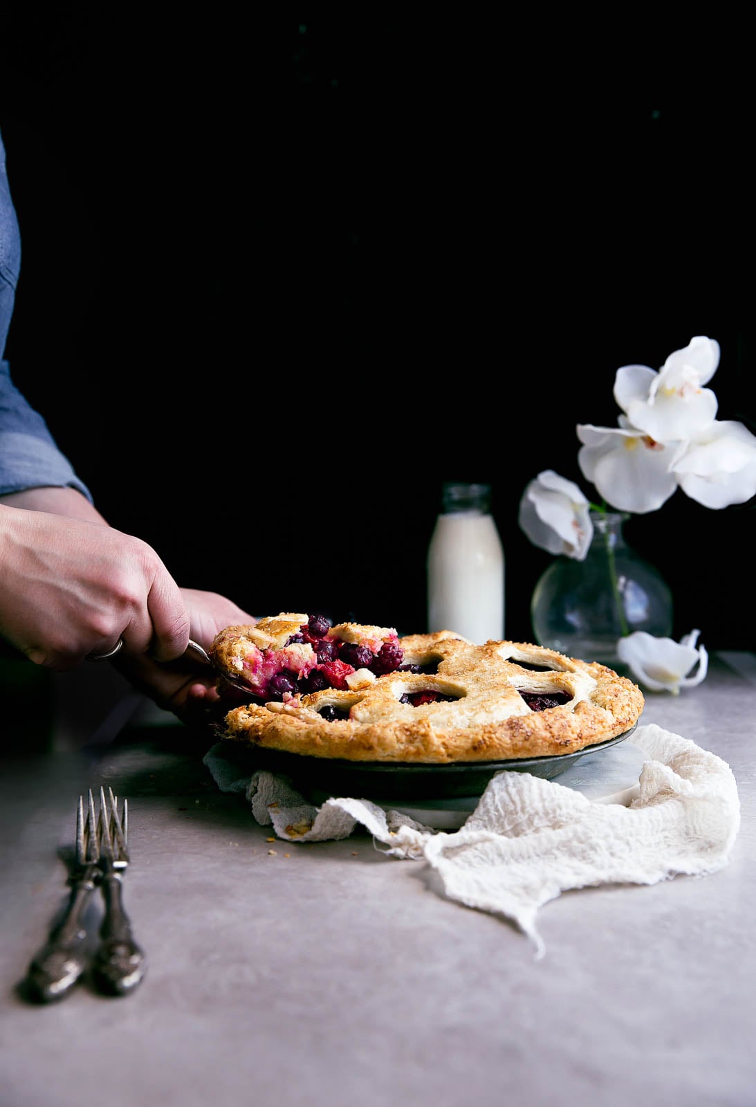 The prettiest pie there ever was: this quadruple berry bumbleberry pie.