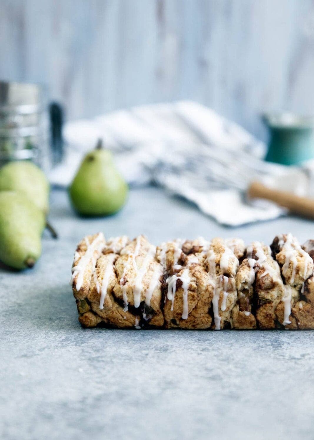 Forget scones, we're making a pull-apart scone bread with bourbon spiked pears and a maple glaze!