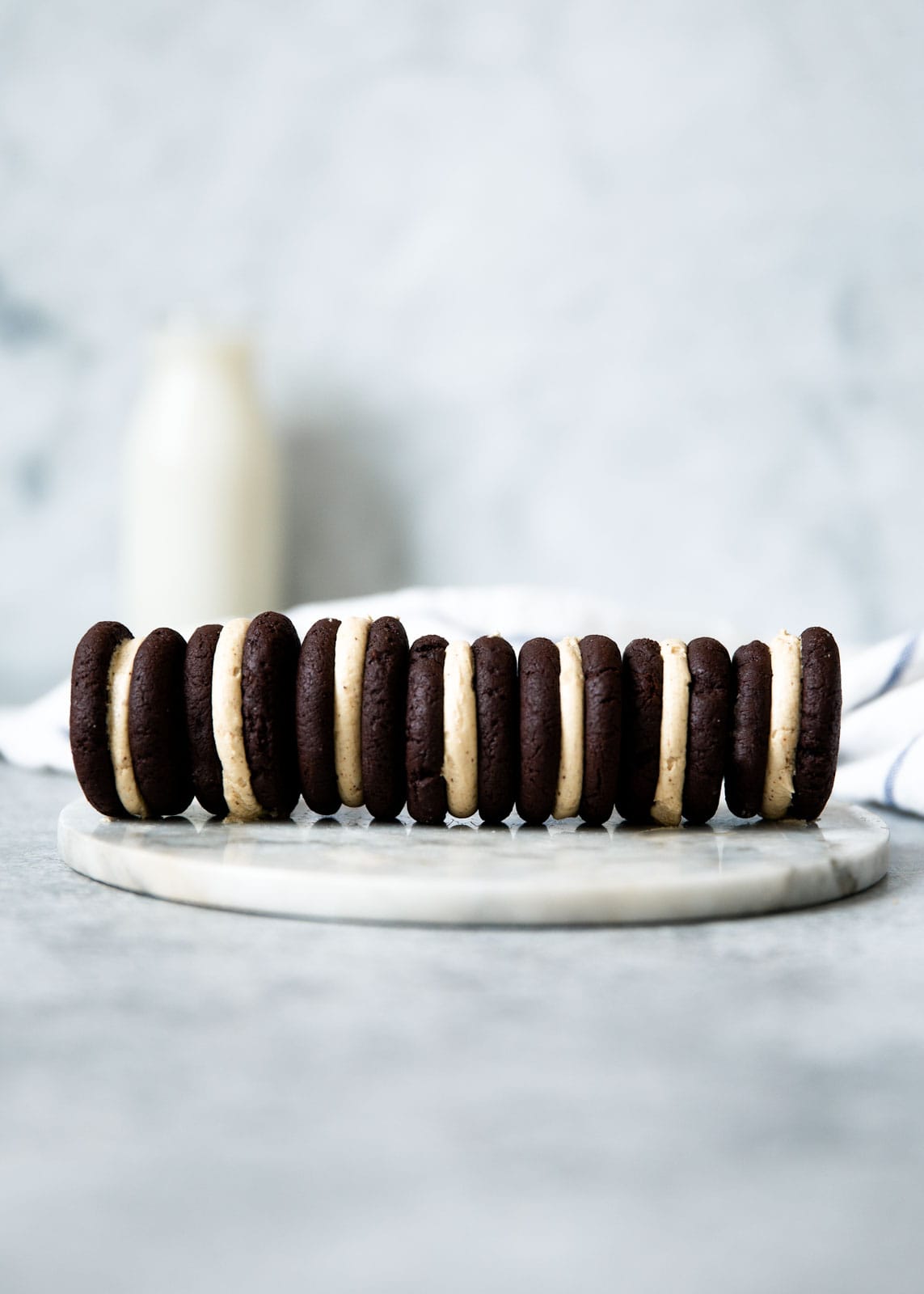 Espresso buttercream is tucked between two brownie sandwich cookies fit for a queen. Not even joking when I say I ate 6 in one sitting.