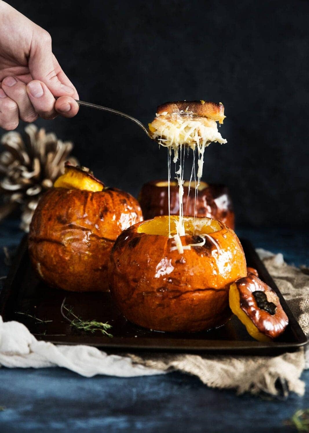 A ton of cheese and bread walk into a pumpkin et voila, CHEESY BREAD PUDDING STUFFED PUMPKIN!