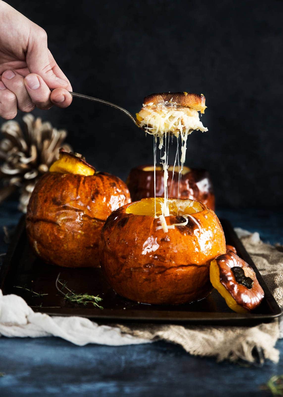 A ton of cheese and bread walk into a pumpkin et voila, CHEESY BREAD PUDDING STUFFED PUMPKIN!