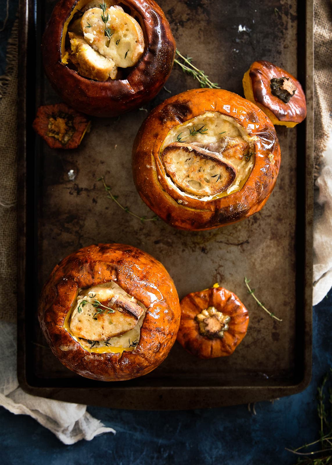 A ton of cheese and bread walk into a pumpkin et voila, CHEESY BREAD PUDDING STUFFED PUMPKIN!
