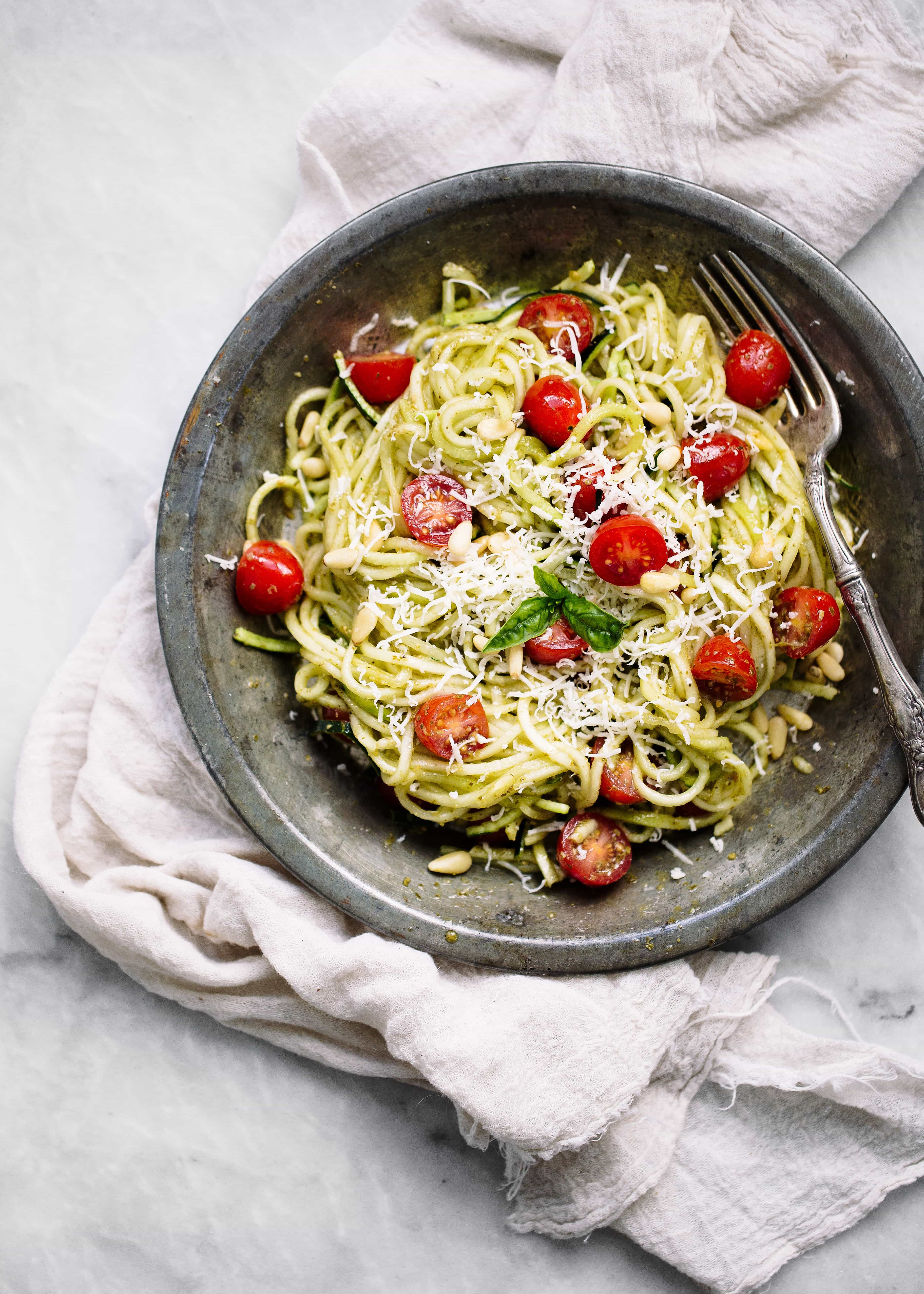 zucchini noodles with avocado pesto