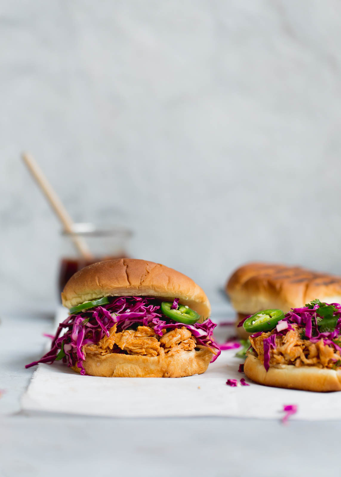 Slow Cooker Asian BBQ Pulled Chicken Sandwiches 