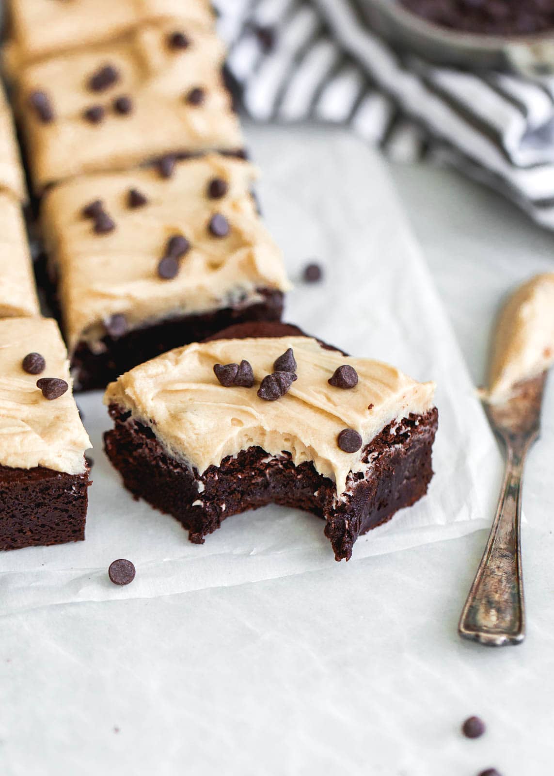 beer brownie with bite taken out