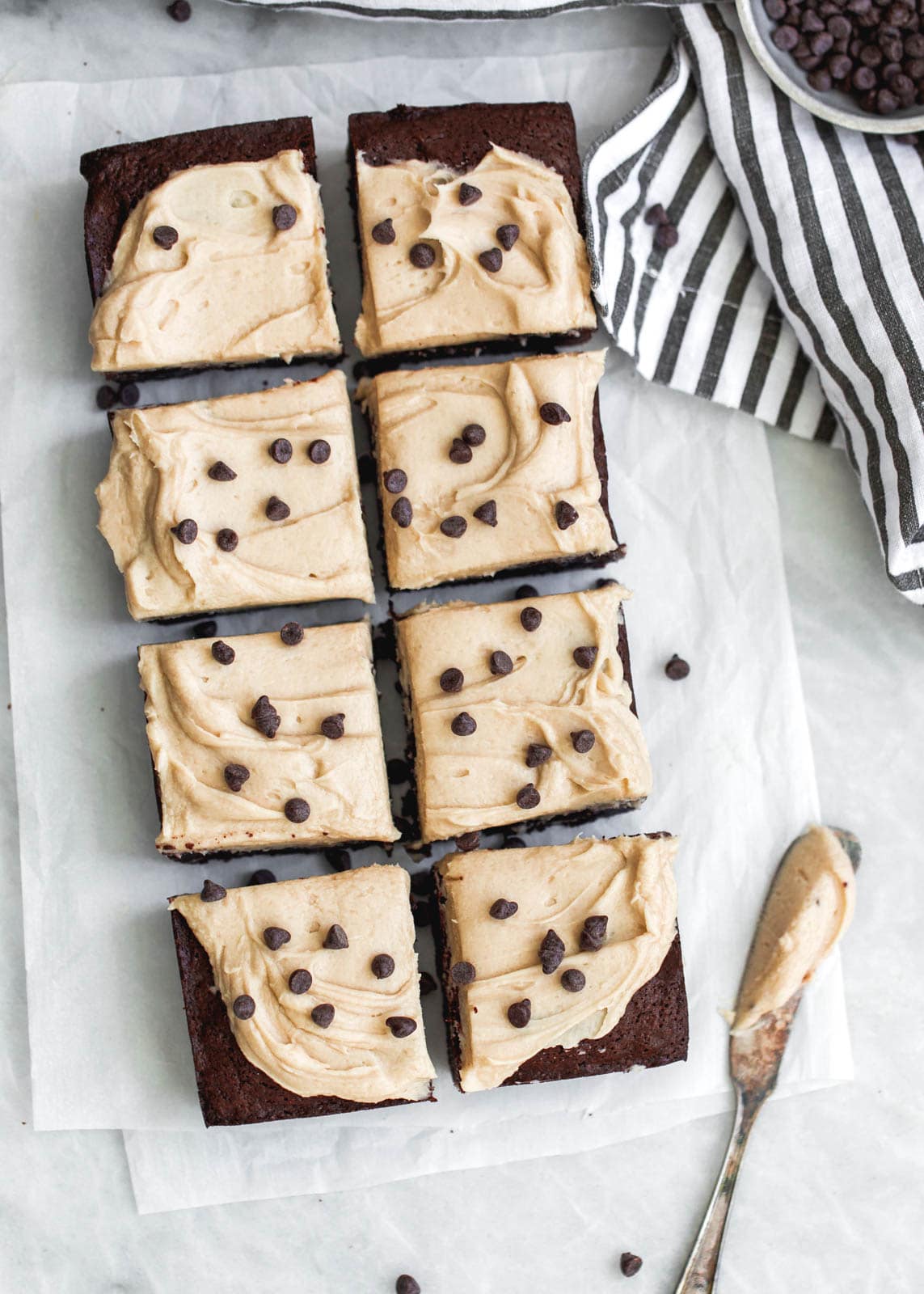 sliced beer brownies with frosting 